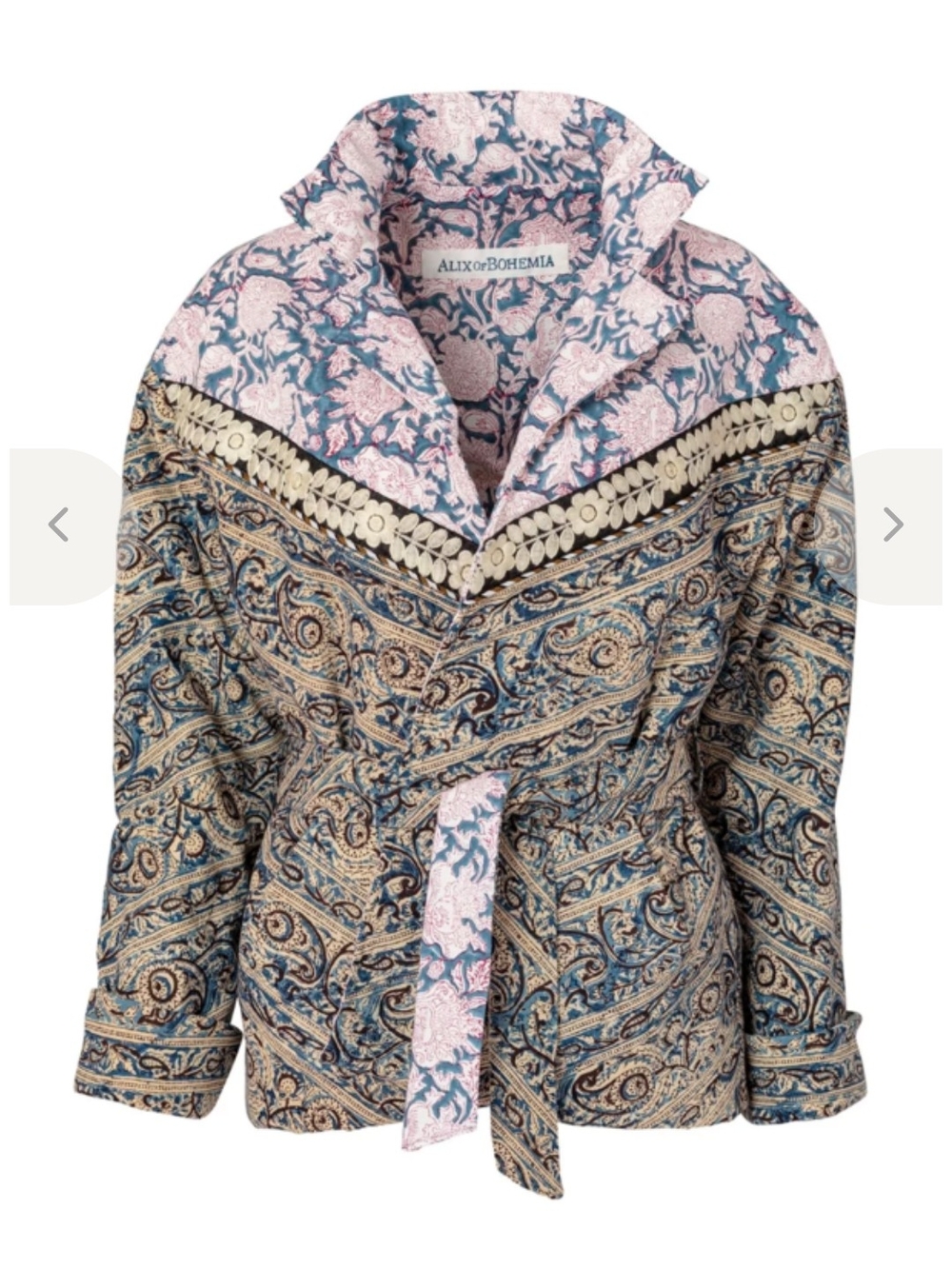 Alix of Bohemia SLOAN FROSTED  Women's  Floral Paisley Wrap Jacket SZ LARGE